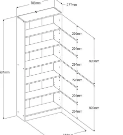 Hobby-Bücherregal 198 cm-5 Fachböden-schwarz