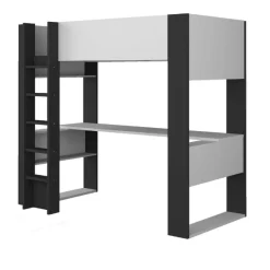 Hochbett Beau 90x200 mit Schreibtisch - weiß/graphit