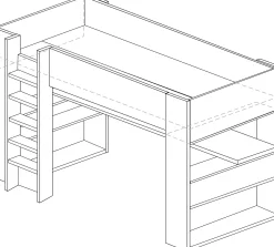 Hochbett Beau 90x200 mit Schreibtisch - weiß/graphit