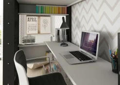 Hochbett Beau 90x200 mit Schreibtisch - weiß/graphit
