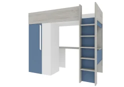 Hochbett Beau 90x200 mit Schreibtisch und Kleiderschrank - dunkelblau