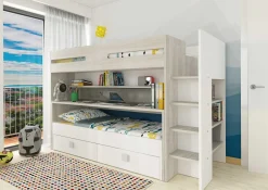 Hochbett Billy mit Schreibtisch - weiß