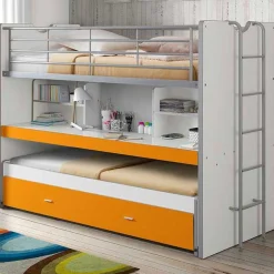 Hochbett Bonny 80 mit Schreibtisch und Bettkasten - orange
