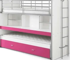 Hochbett Bonny 80 mit Schreibtisch und Bettkasten - pink