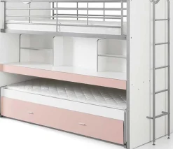 Hochbett Bonny 80 mit Schreibtisch und Bettkasten - rosa
