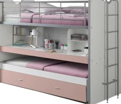 Hochbett Bonny 80 mit Schreibtisch und Bettkasten - rosa