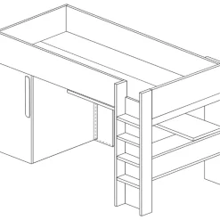 Hochbett Bo9 90x200 cm mit Schreibtisch & Kleiderschrank - altrosa
