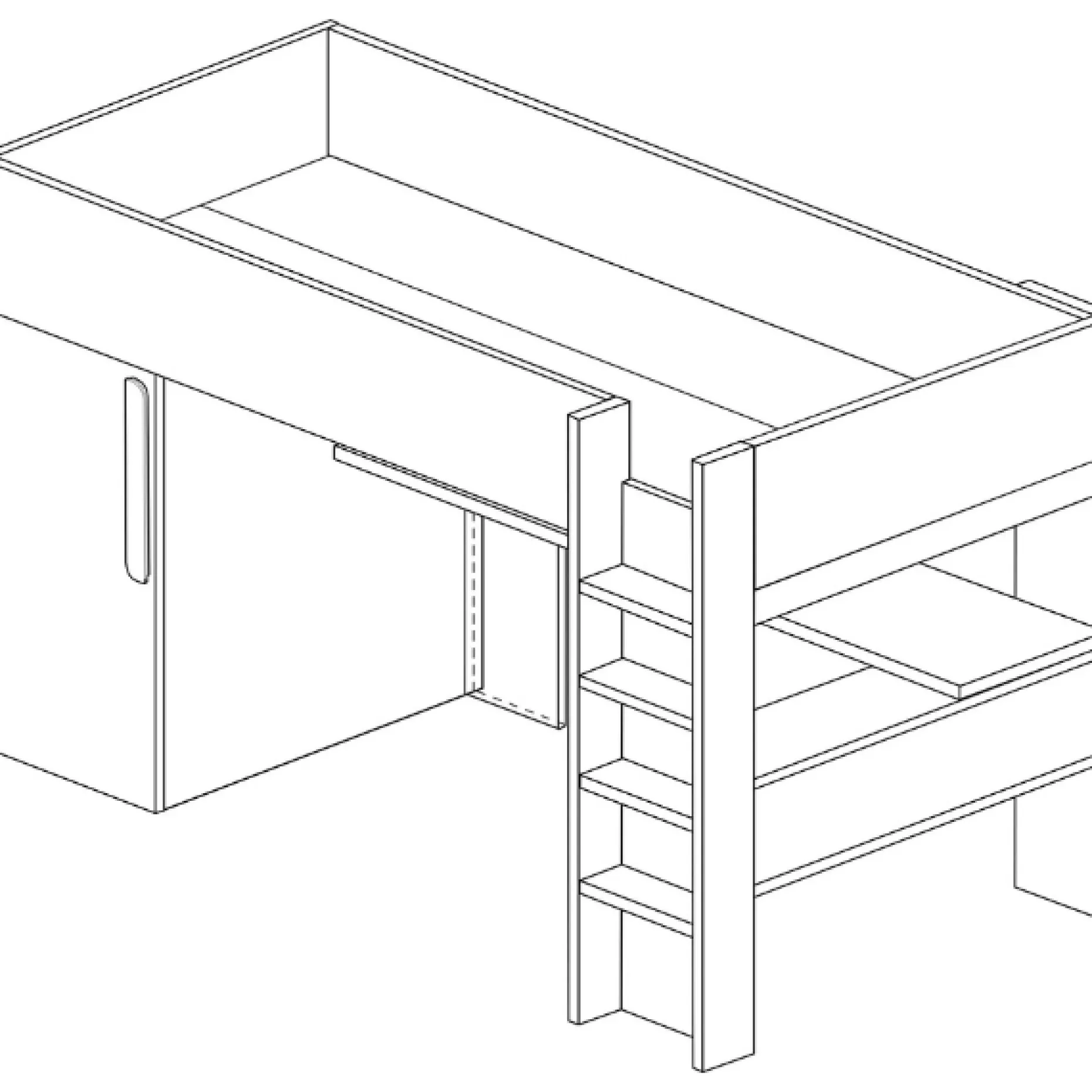 Hochbett Bo9 90x200 cm mit Schreibtisch & Kleiderschrank - altrosa