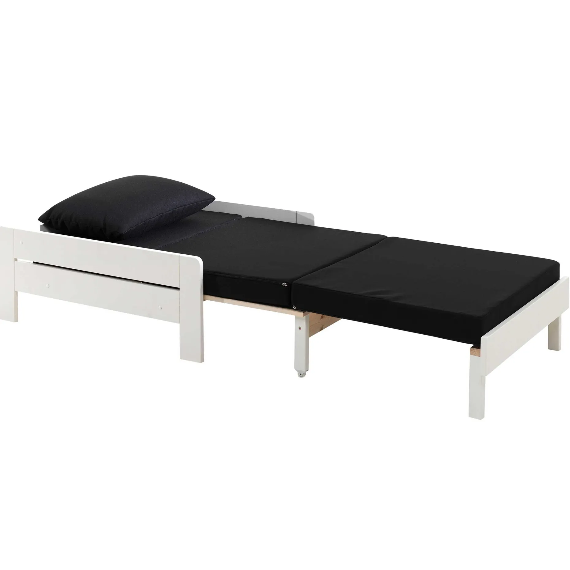 Hochbett Claire 140x200cm mit Bücherregal und Schlafsofa - weiß