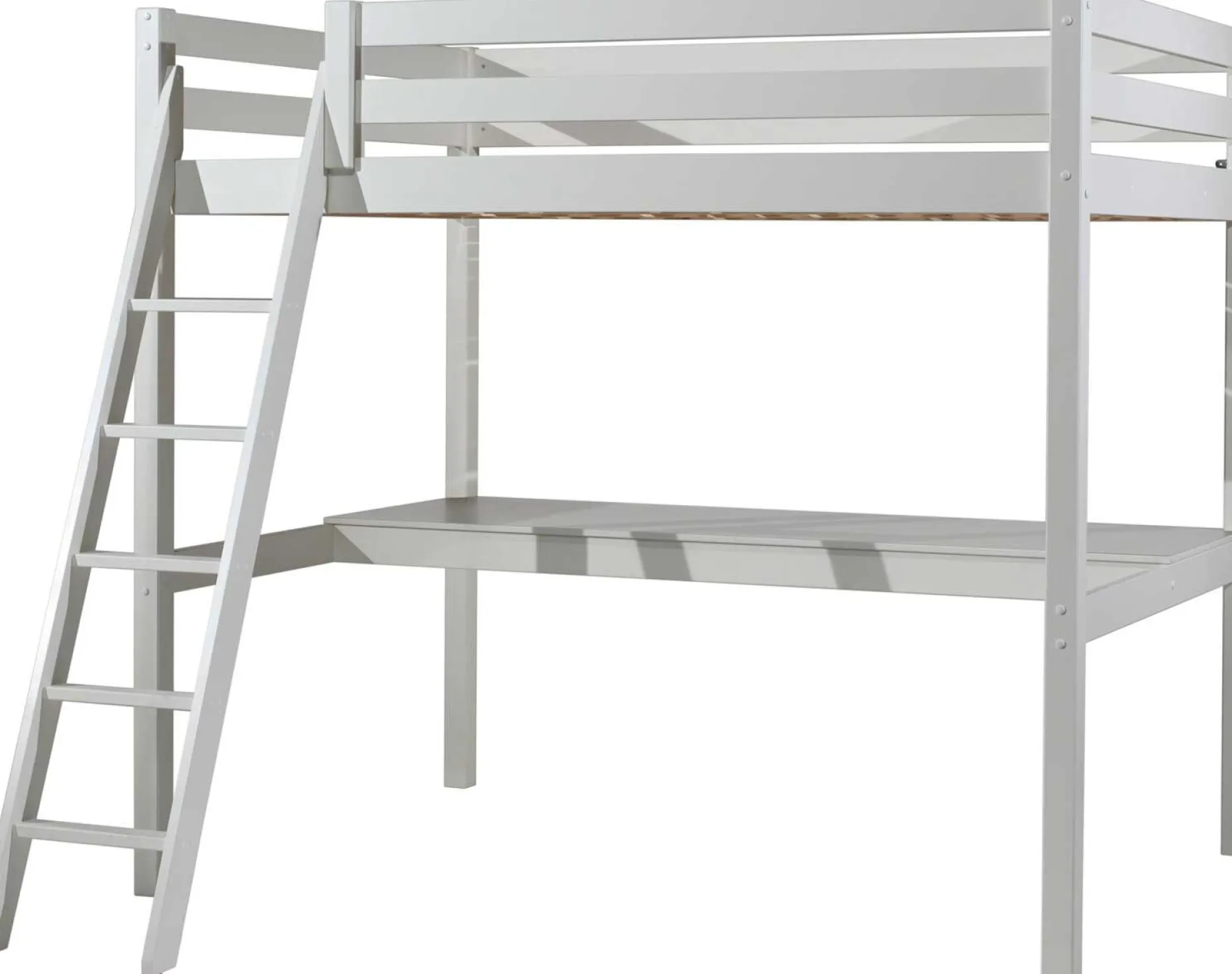 Hochbett Claire 140 x 200cm mit Schreibtisch - weiß