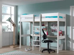 Hochbett Lena mit Schreibtisch - weiß