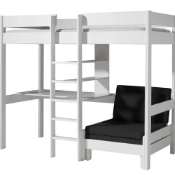 Hochbett Lena mit Schreibtisch und Sofabett - weiß