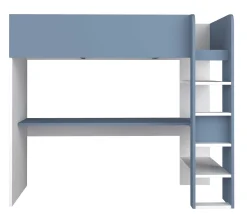 Hochbett mit Schreibtisch Jet 90x200cm - blau