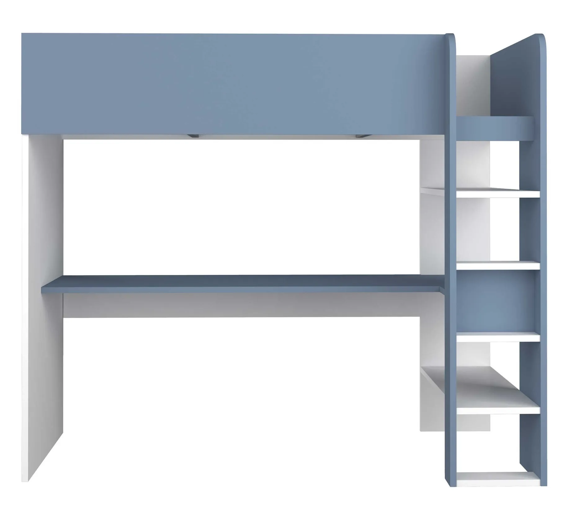 Hochbett mit Schreibtisch Jet 90x200cm - blau
