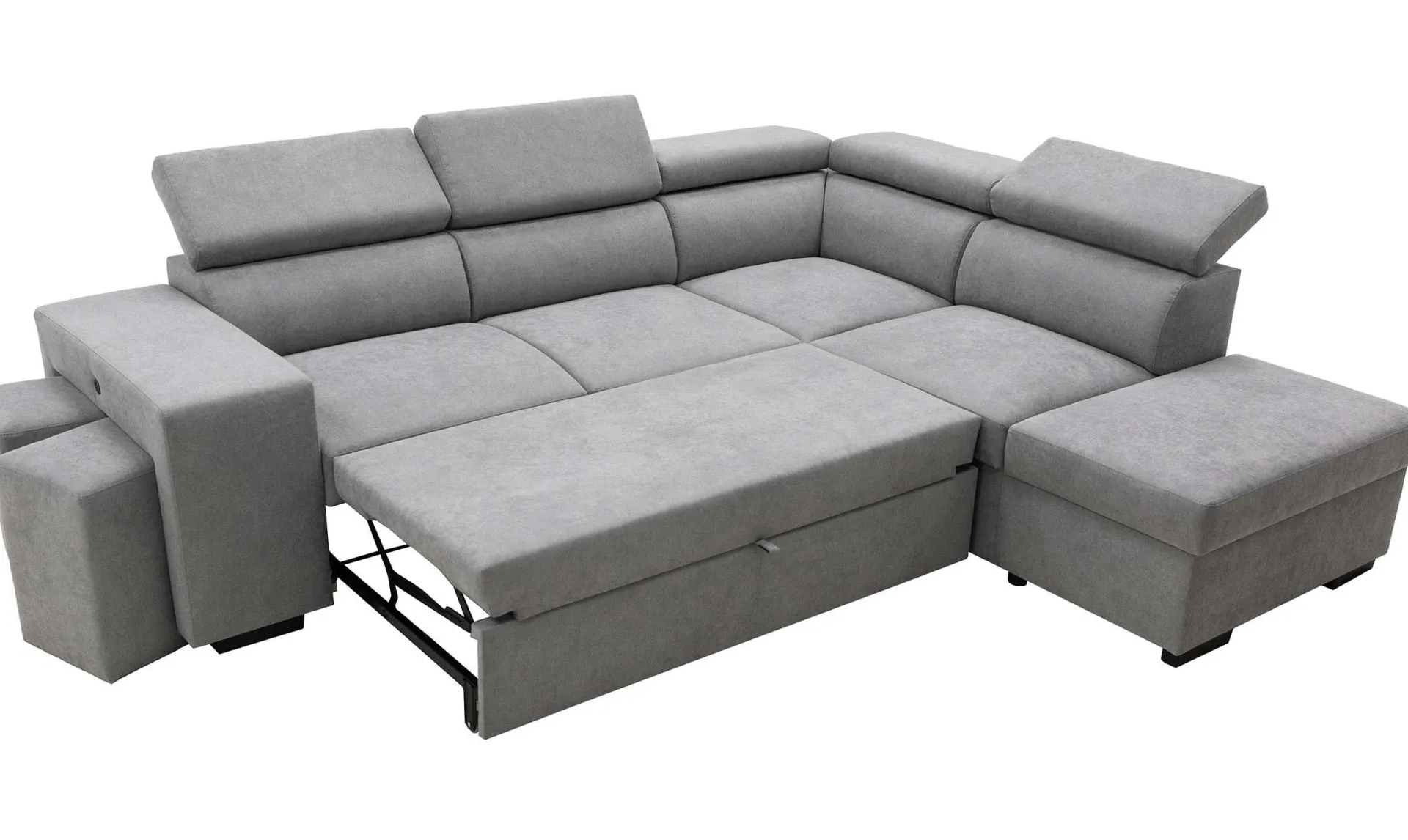 PGS Holmes Ecksofa links - Armlehnen verstellbar - dunkel