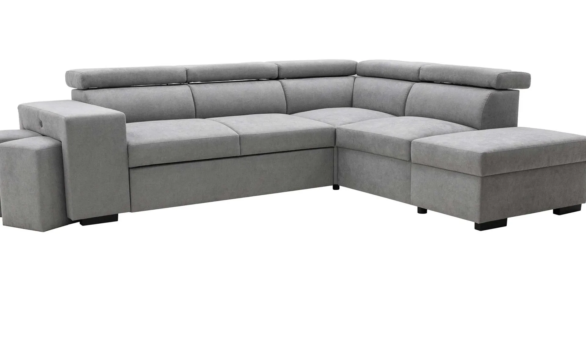 PGS Holmes Ecksofa links - Armlehnen verstellbar - dunkel