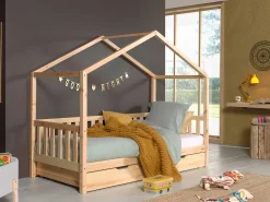 Home Bett Dallas 2 90x200 mit Bettkasten - Kieferholz