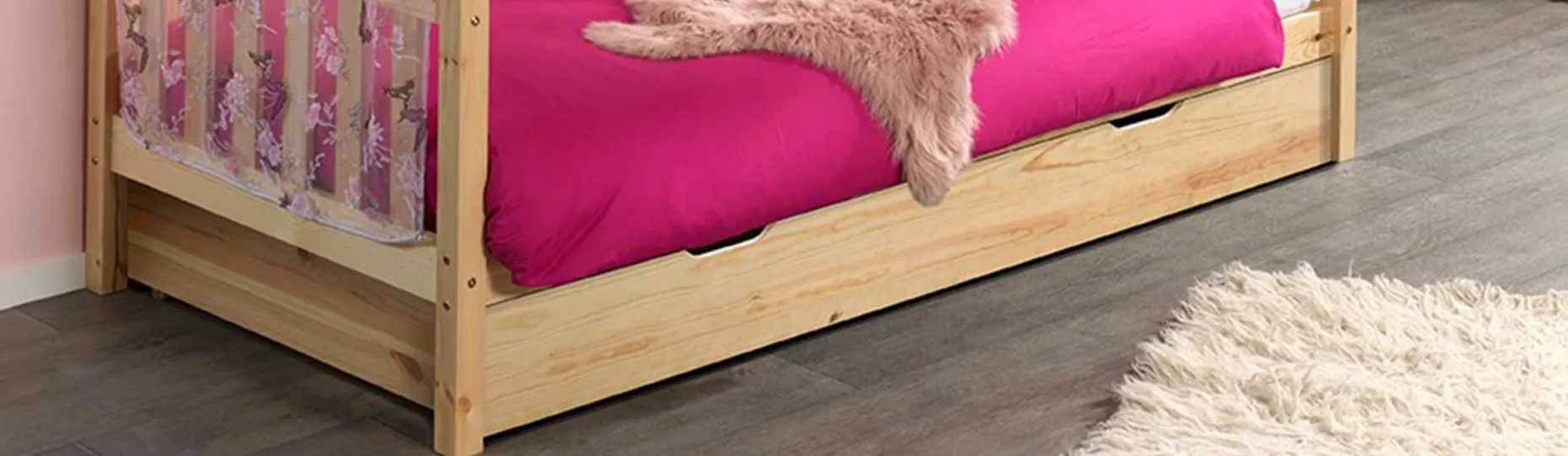 Home Bett Dallas 2 90x200 mit Bettkasten - Kieferholz