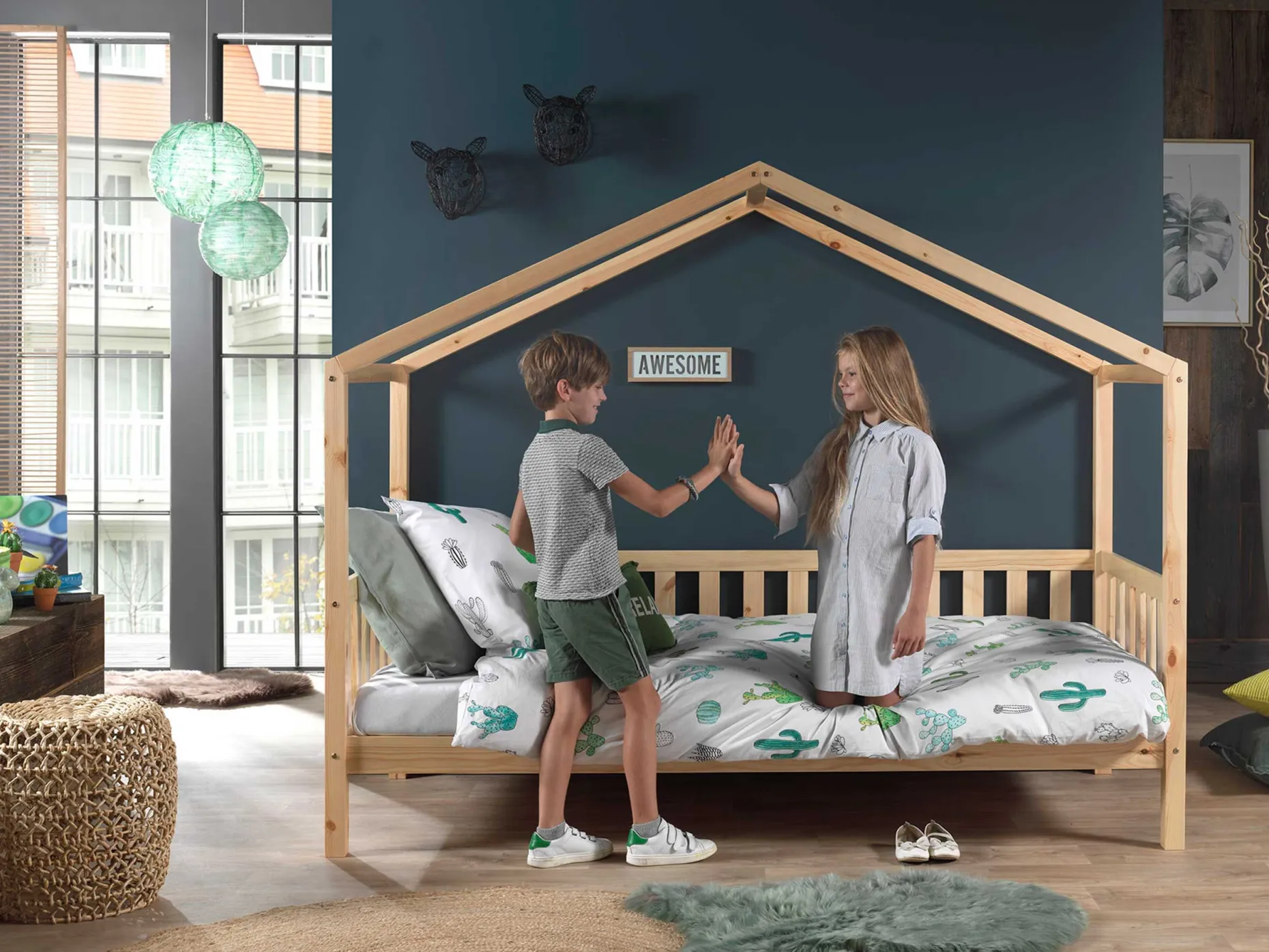 Home Bett Dallas 2 90x200 mit Bettkasten - Kieferholz