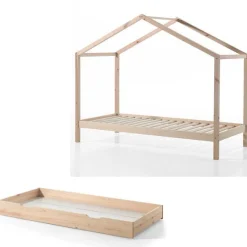 Home Bett Dallas 3 90x200 mit Bettkasten - Kieferholz