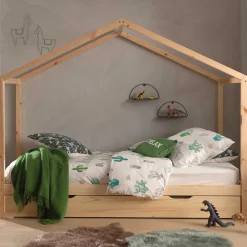 Home Bett Dallas 3 90x200 mit Bettkasten - Kieferholz