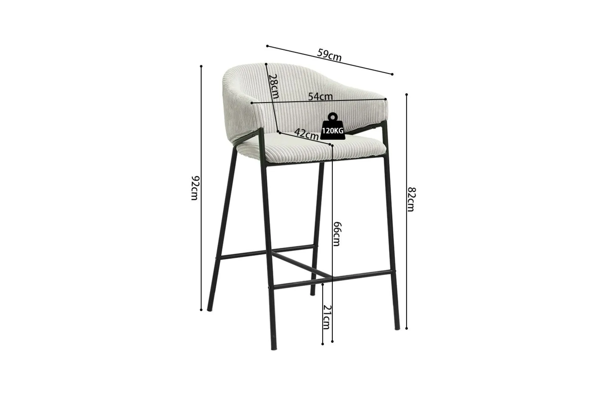 Rousseau Hugo Corduroy Counterstool Hell