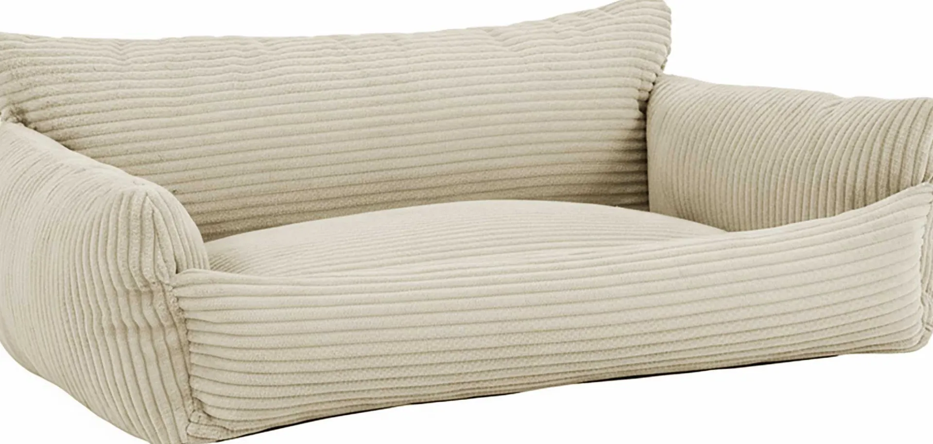 Emob Hundebett Punch - 85x66x29cm - Rippensamt - creme