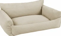 Emob Hundebett Punch - 85x66x29cm - Rippensamt - creme