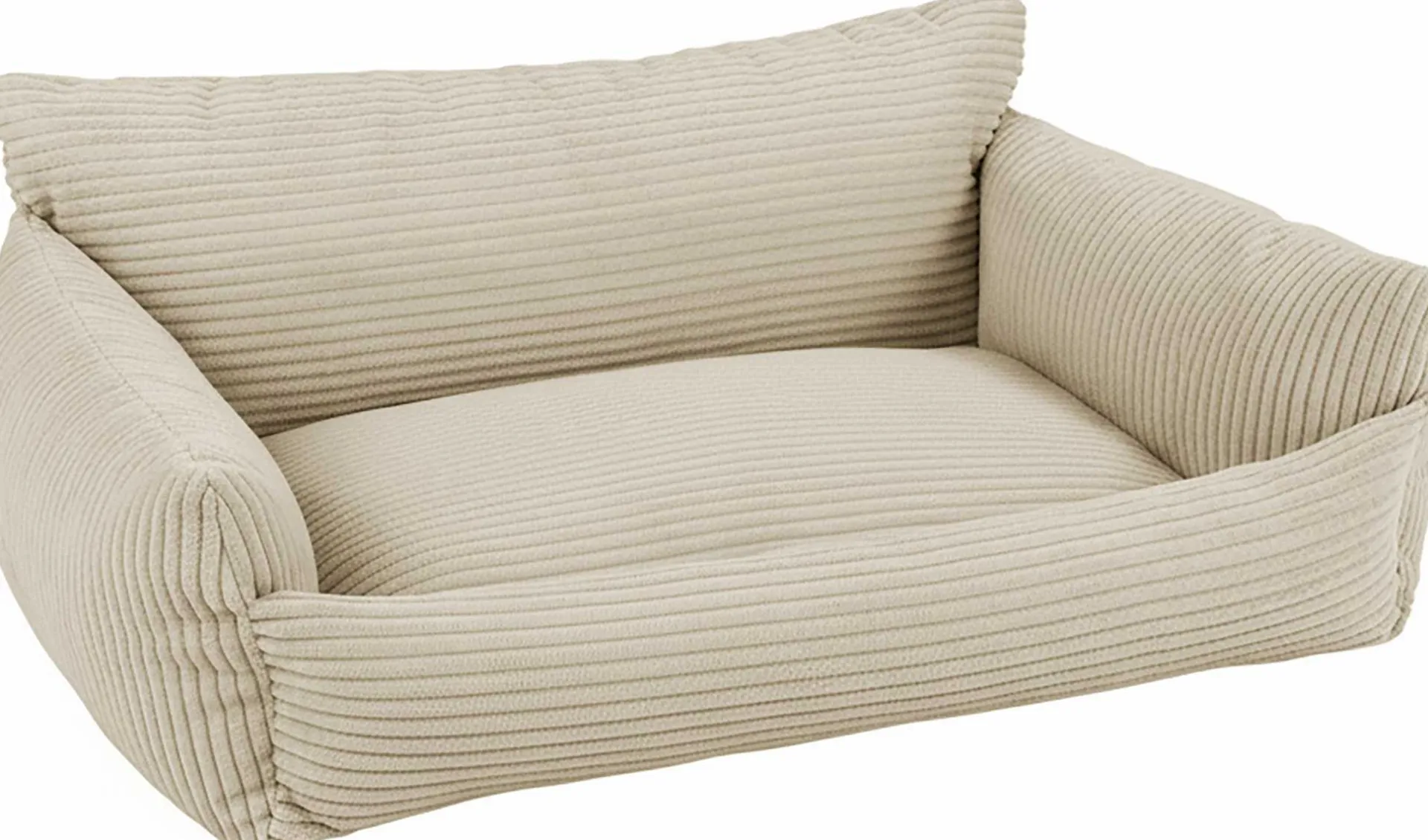 Emob Hundebett Punch - 85x66x29cm - Rippensamt - creme