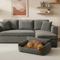 Emob Hundebett Punch - 85x66x29cm - Rippensamt -