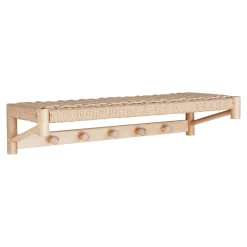 House Nordic Hutablage aus naturbelassenem Pappelholz mit Naturgeflecht-Design.
