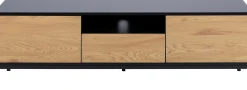 Industrieller Couchtisch Dover 140cm 2 Türen 1 Schublade - Schwarz/Wildeiche