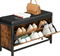 Industrielle Schuhbank für 6 Paare - Stahl/Braun/Schwarz