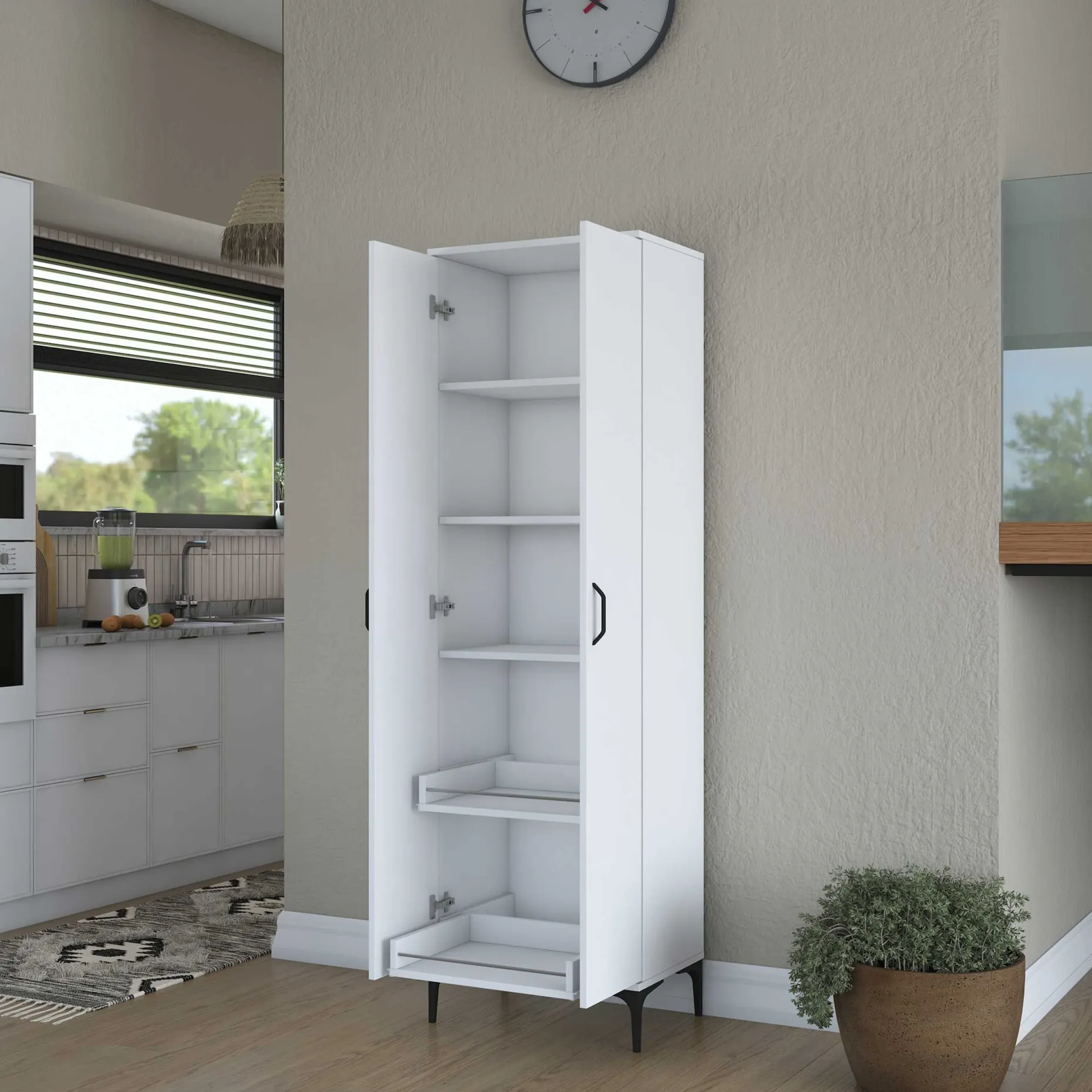 JE110 - 2945 Mehrzweckschrank | 100 % MELAMIN | Weiß