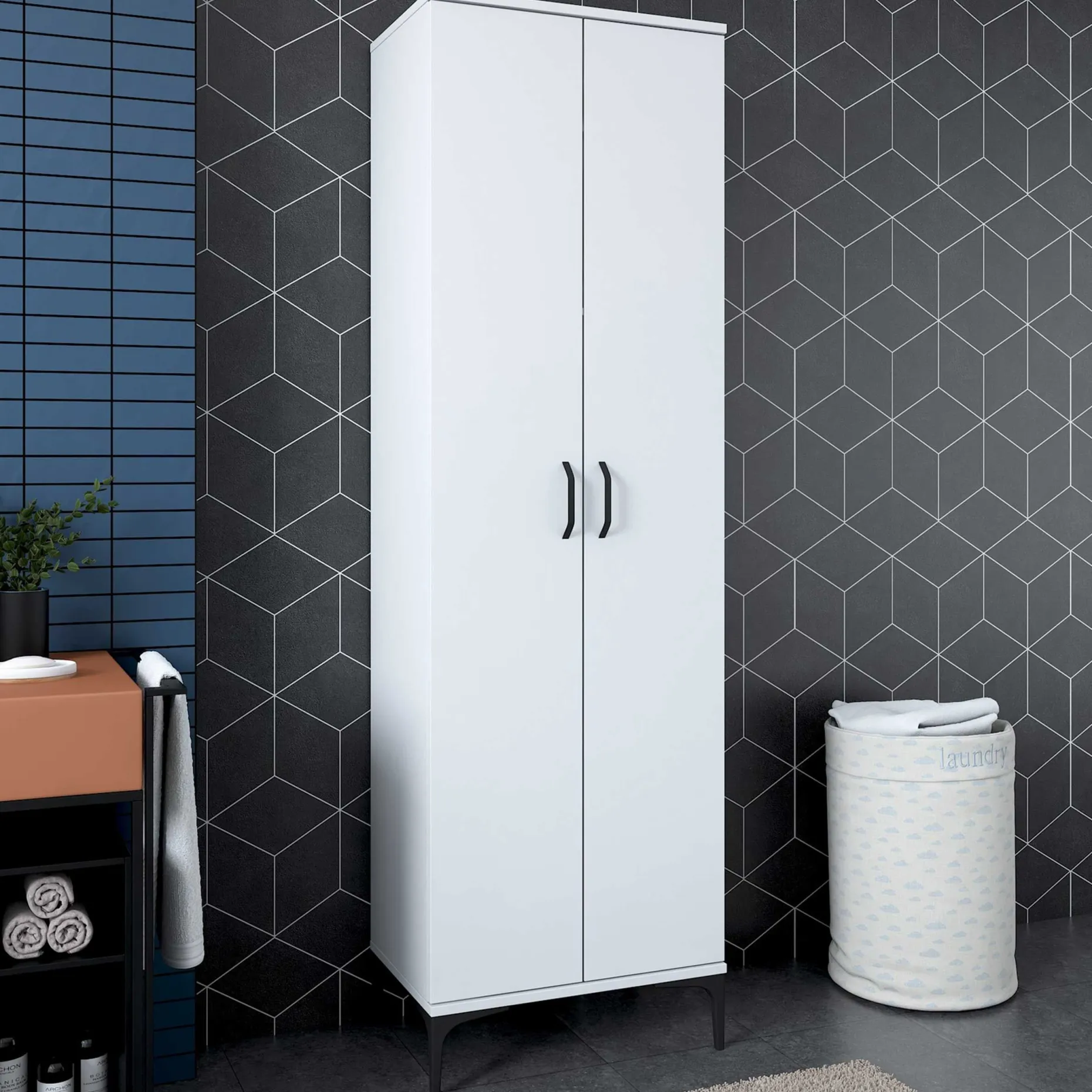 JE110 - 2945 Mehrzweckschrank | 100 % MELAMIN | Weiß