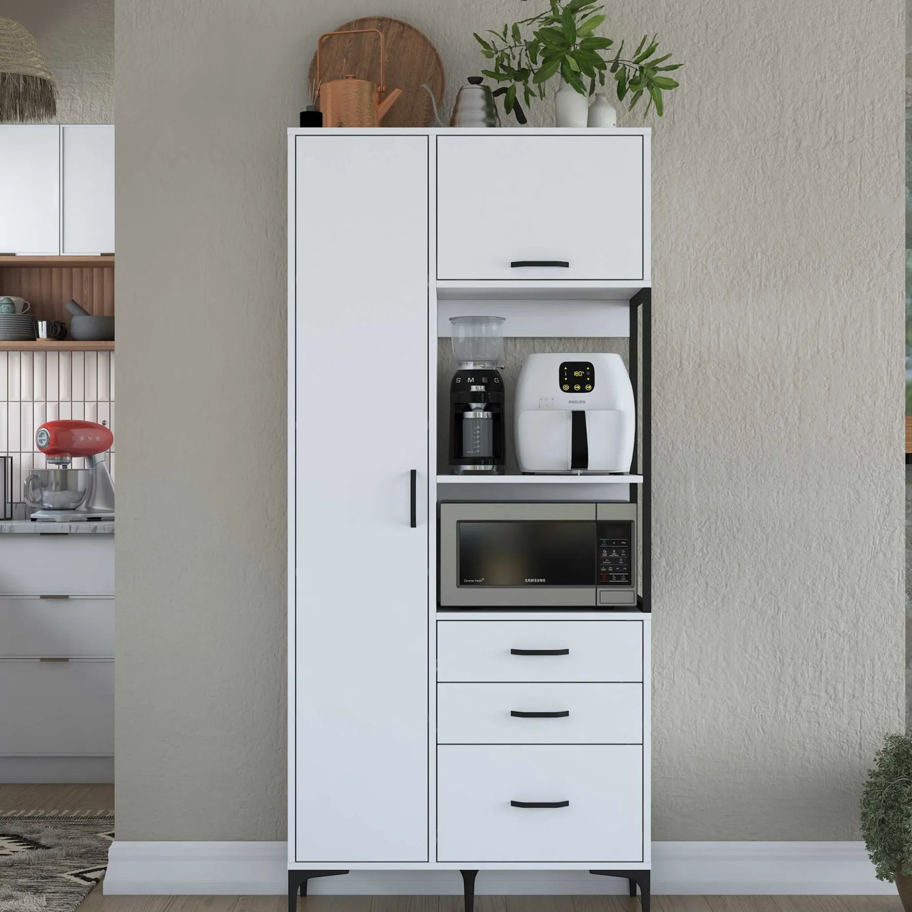 JE112 - 2958 Mehrzweckschrank | 100 % MELAMIN | Weiß