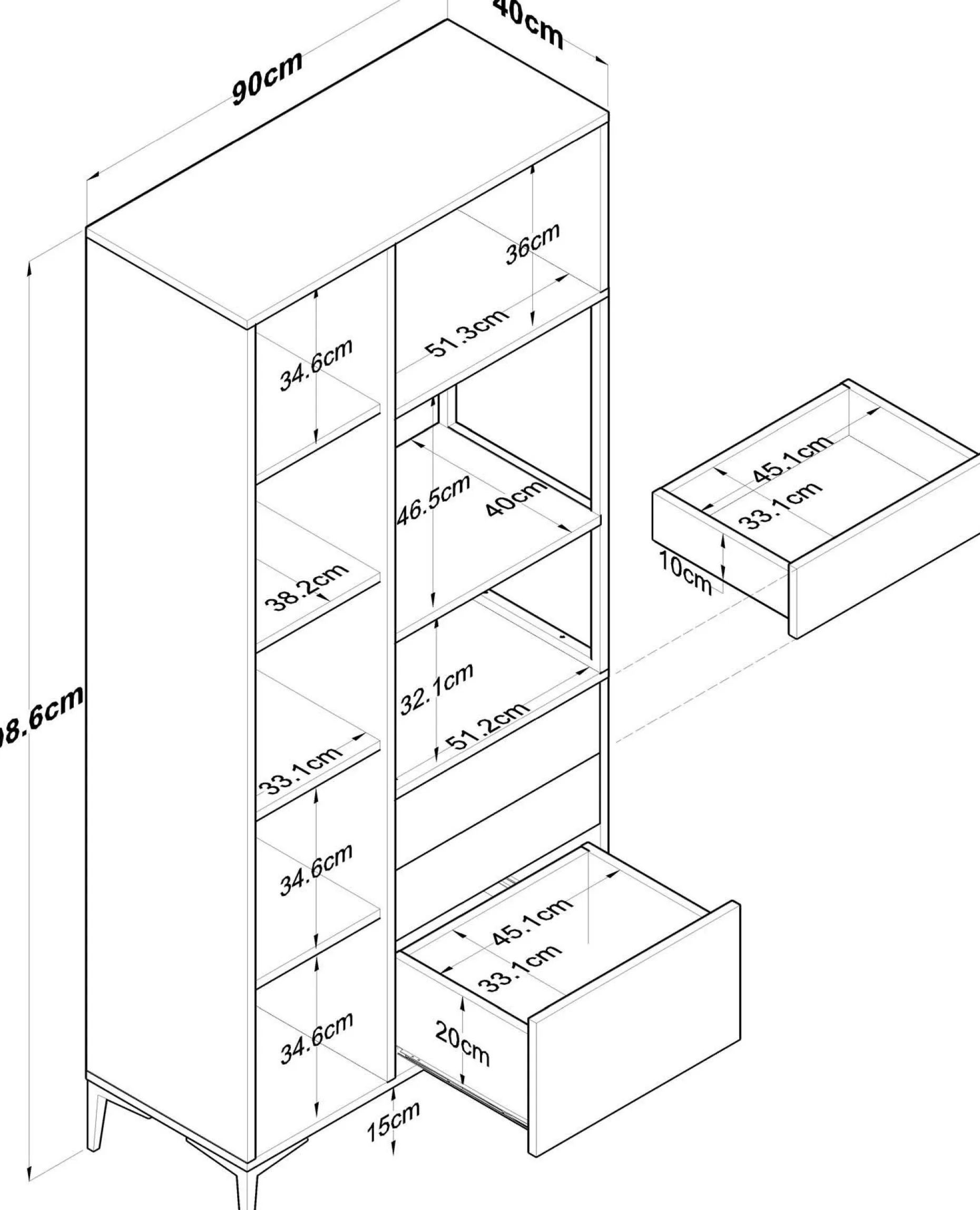 JE112 - 2958 Mehrzweckschrank | 100 % MELAMIN | Weiß