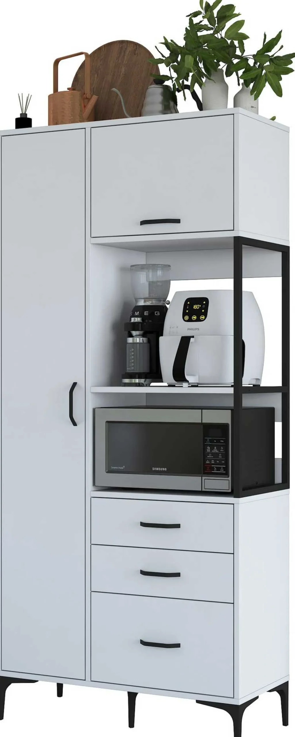 JE112 - 2958 Mehrzweckschrank | 100 % MELAMIN | Weiß