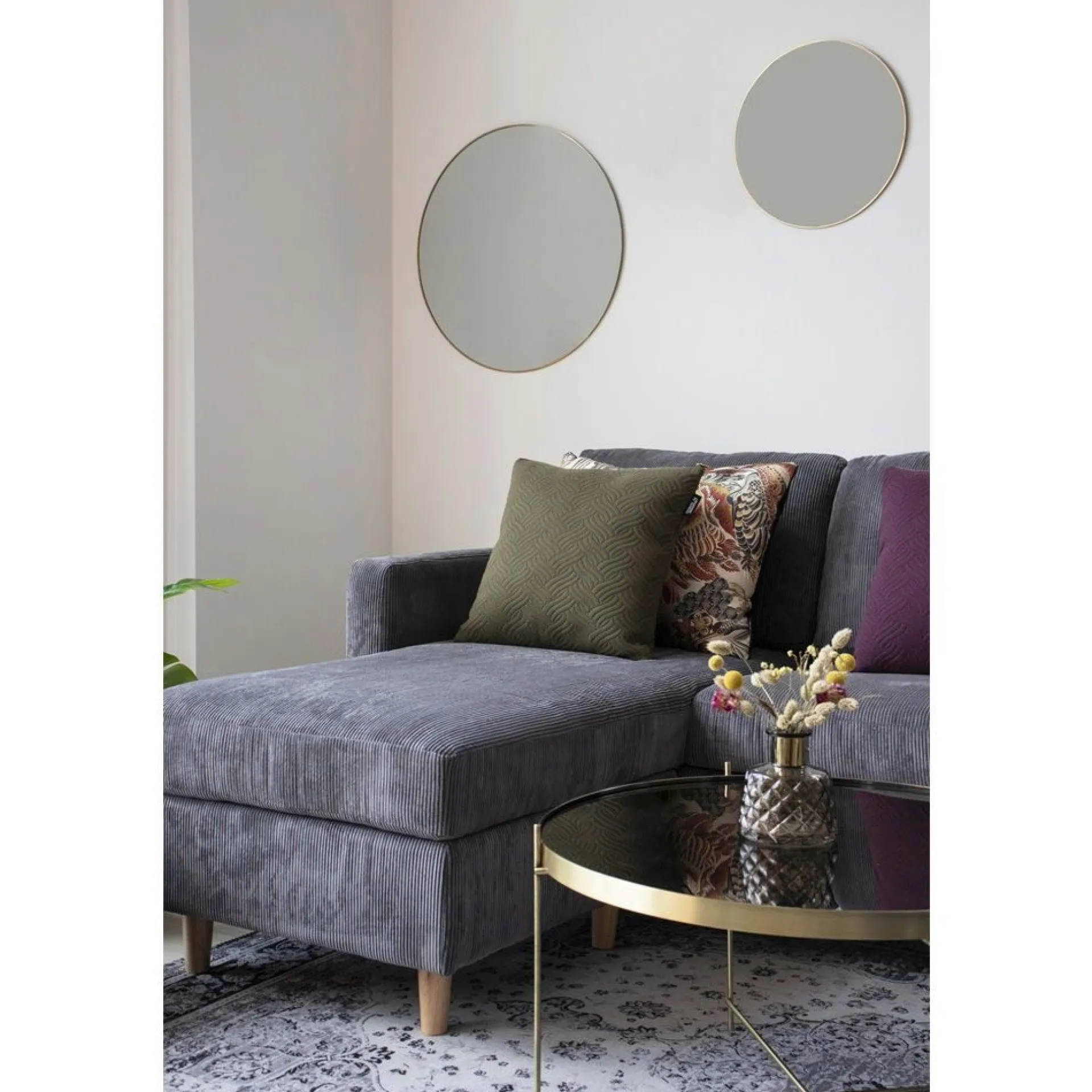 House Nordic Jersey-Spiegel in Messingoptik - ø40 cm Stahl