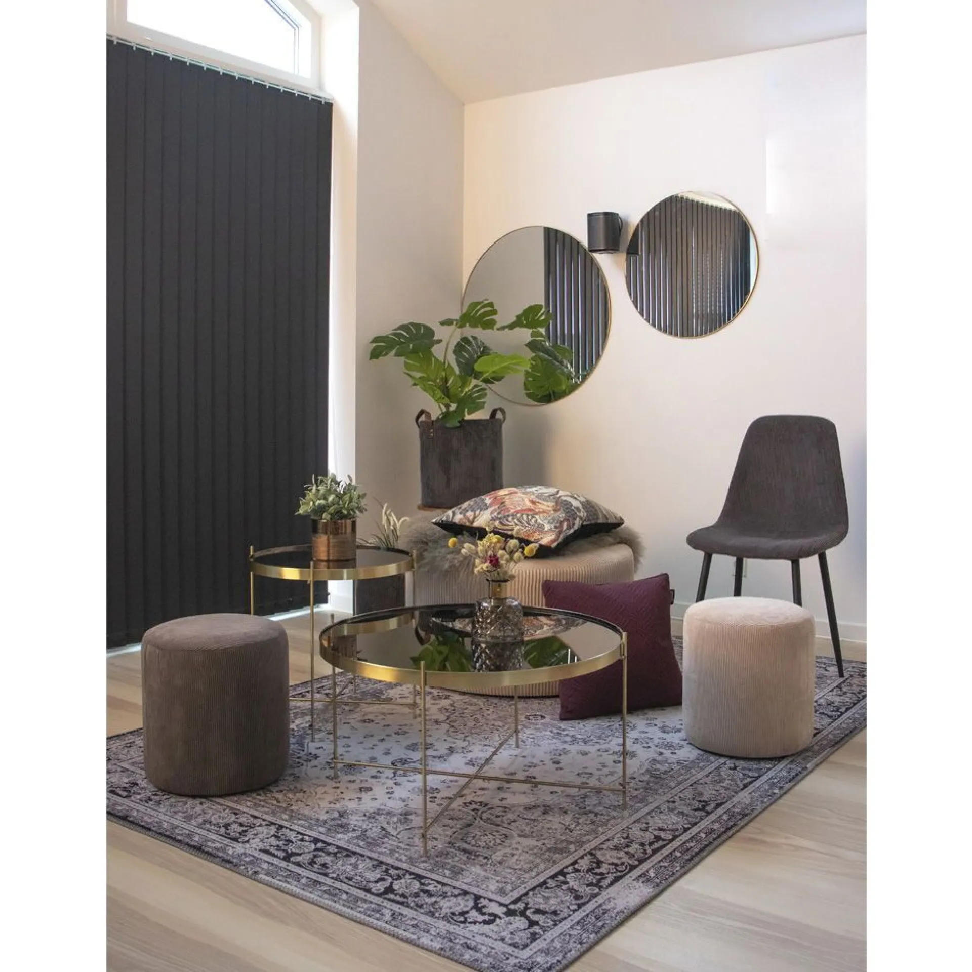 House Nordic Jersey-Spiegel - Messing-Look Ø80 cm