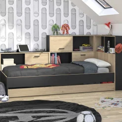 Jugendbett mit Bettkasten und Stauraum Erwan | 90 x 200 cm | Châtaignier-design