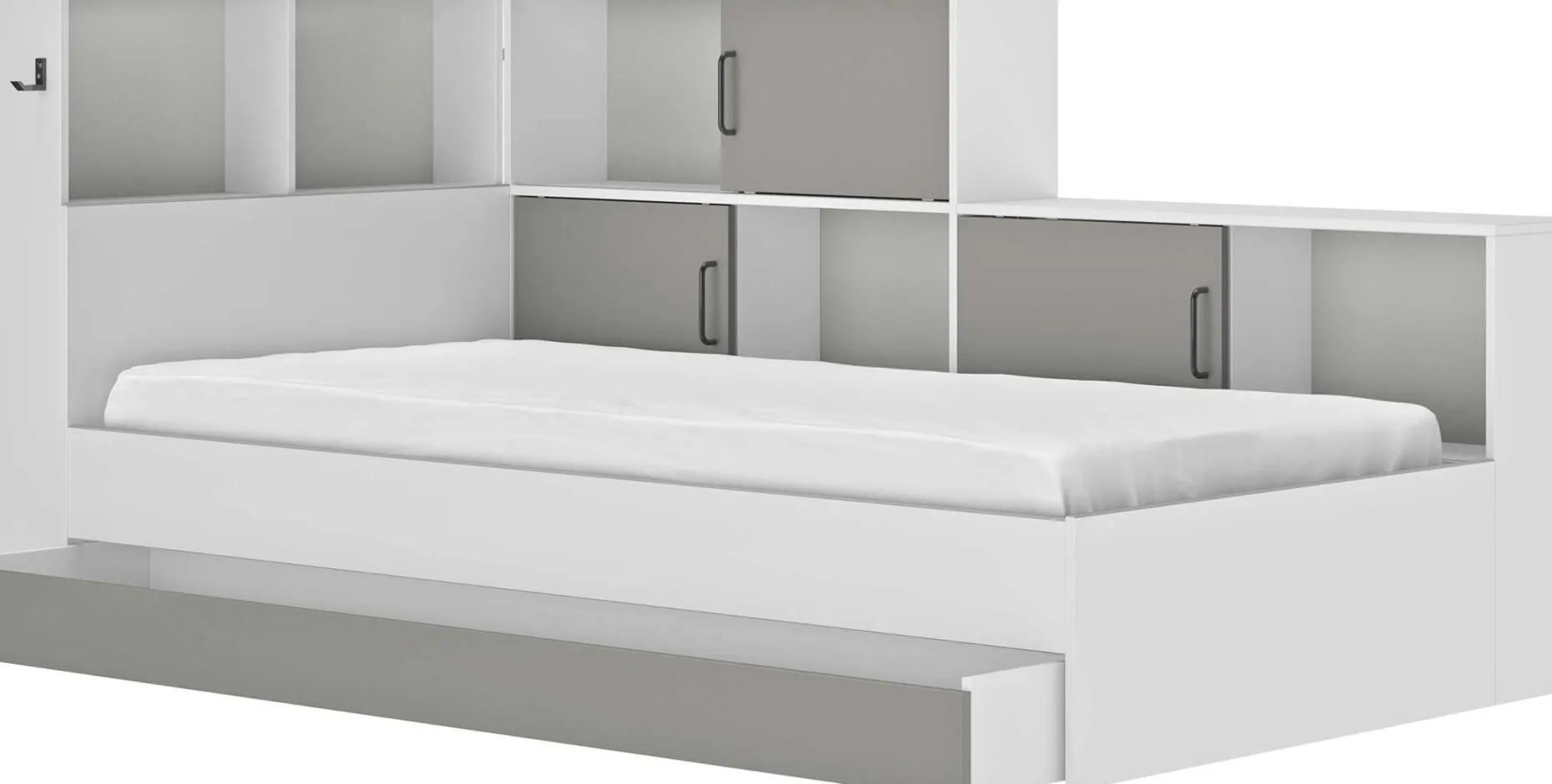 Jugendbett mit Stauraum Erwan | 90 x 200 cm | Design Grey Moon
