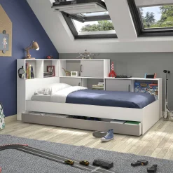 Jugendbett mit Stauraum Erwan | 90 x 200 cm | Design Grey Moon