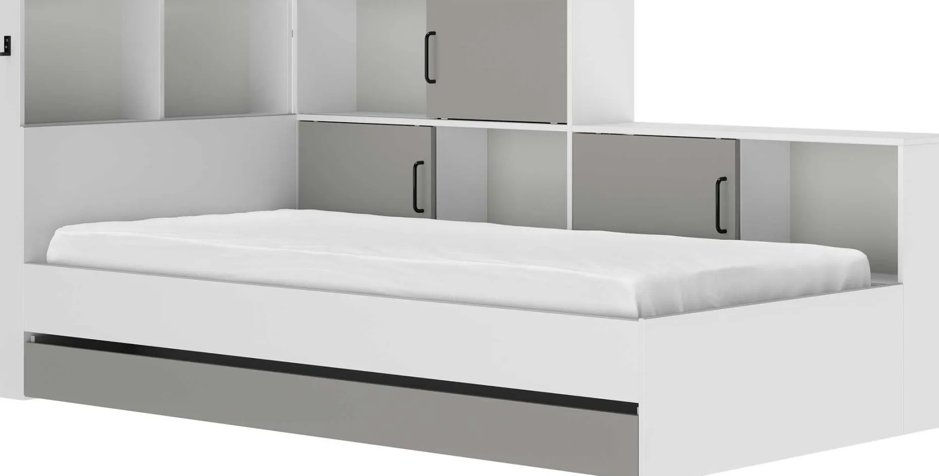 Jugendbett mit Stauraum Erwan | 90 x 200 cm | Design Grey Moon