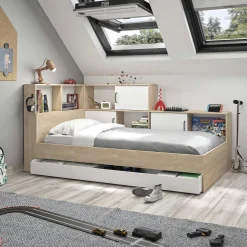 Jugendbett mit Stauraum Erwan - 221x120x104 cm - Eiche