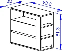 Kinder Gautier - Gami Jugendzimmer Nael: Bett 90x200 mit Lattenrost, Kommode, Nachttisch, Wandregal - Eiche Dekor/schwarz