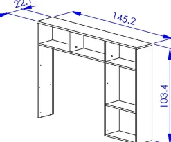 Kinder Gautier - Gami Jugendzimmer Nael: Bett 90x200 mit Lattenrost, Kommode, Nachttisch, Wandregal - Eiche Dekor/schwarz