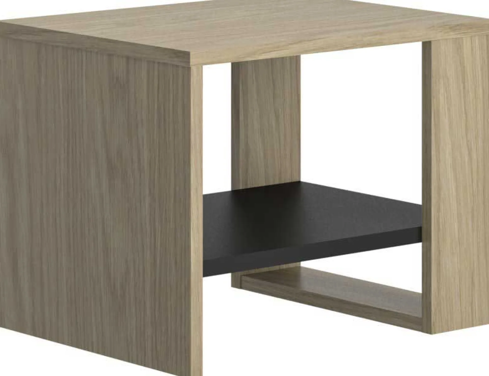 Kinder Gautier - Gami Jugendzimmer Nael: Bett 90x190 mit Rückwand, Kommode, Nachttisch, Wandregal - Eiche Dekor/schwarz