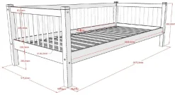 Kabinenbett Forrest 90x200 cm mit Bettgitter und Bettkasten - Buche