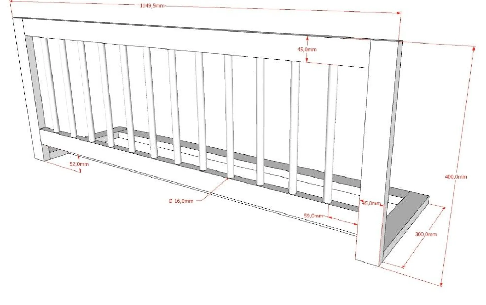 Kabinenbett Forrest 90x200 cm mit Bettgitter - Buche